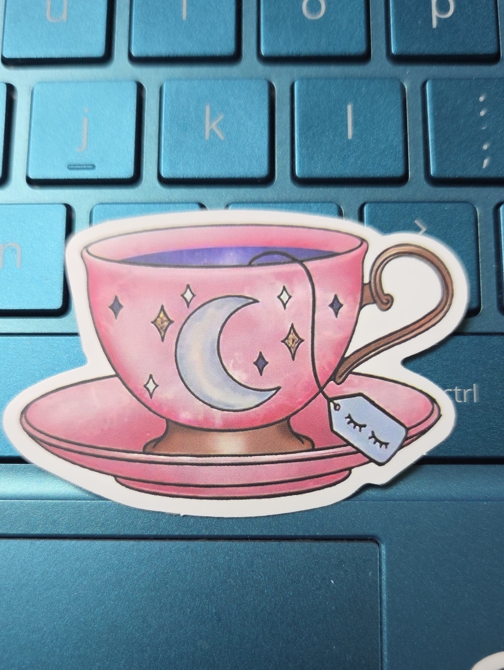 Pink Moon Teacup Decorative Sticker - Charming Home Design Accent